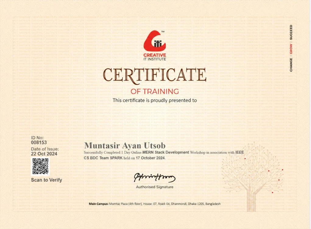 Creative it Institute Full Stack Development with MERN Certificate